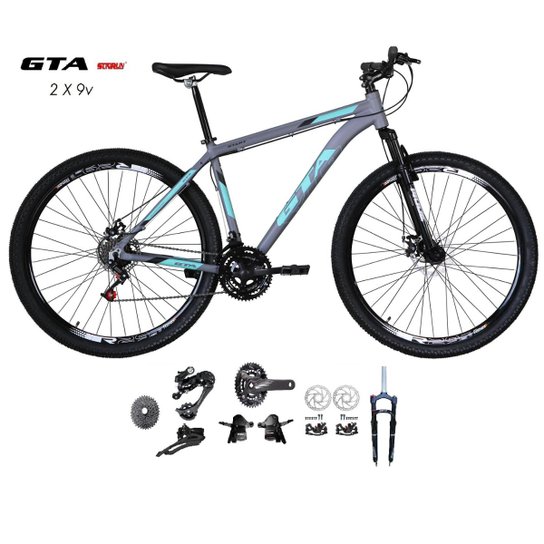 Bicicleta Aro 29 Gta Start Kit 2x9 Gta Sunrun Freio Disco K7 11/36 Pedivela 24/38d Suspensão Trava