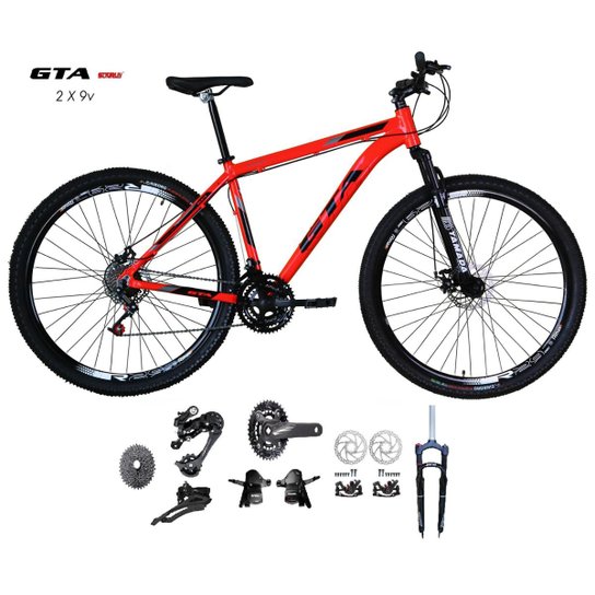 Bicicleta Aro 29 Gta Start Kit 2x9 Gta Sunrun Freio Disco K7 11/36 Pedivela 24/38d Suspensão Trava