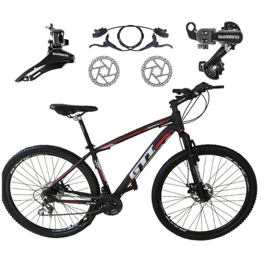 Bicicleta Aro 29 Gti Roma 21v Câmbios Shimano Freio a Disco Hidráulico Alumínio Garfo Com Suspensão