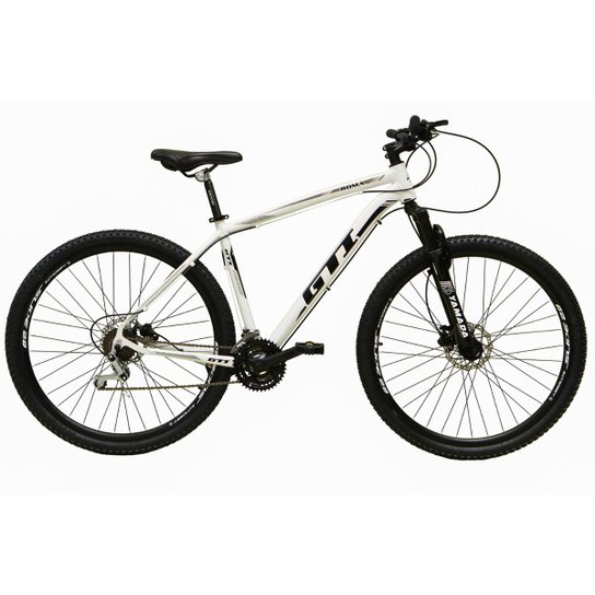 Bicicleta Aro 29 Gti Roma Alumínio 21v Freio a Disco Hidráulico Garfo com Suspensão - Branco