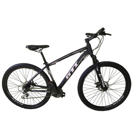 Bicicleta Aro 29 Gti Roma Alumínio 21v Freio a Disco Hidráulico Garfo com Suspensão - Preto/Cinza