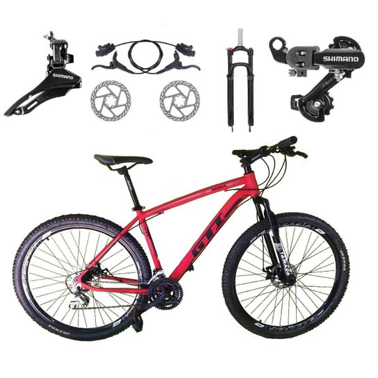 Bicicleta Aro 29 GTI Roma Câmbios Shimano 24v K7 Freios a Disco Hidráulicos Suspensão Com Trava