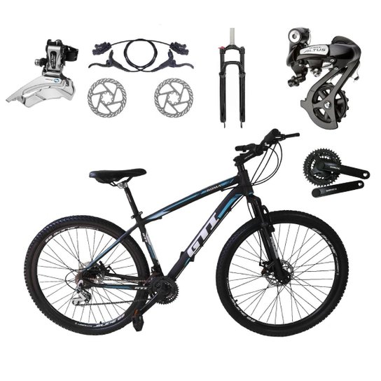 Bicicleta Aro 29 Gti Roma Câmbios Shimano Altus 24v K7 Alumínio Freios Hidráulicos Garfo Com Trava