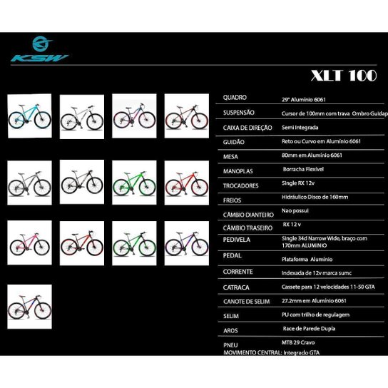 Bicicleta Aro 29 Ksw 1x12v GTA RX Hidraulica C/Trava Guidão