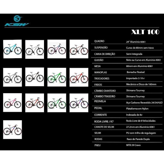 Bicicleta Aro 29 KSW xlt 24 Marchas Shimano e Freios a Disco
