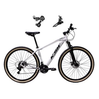 Bicicleta Aro 29 Ksw Xlt Alumínio 21V Câmbios Shimano Tz Freios a Disco Suspensão Pneus Faixa Bege