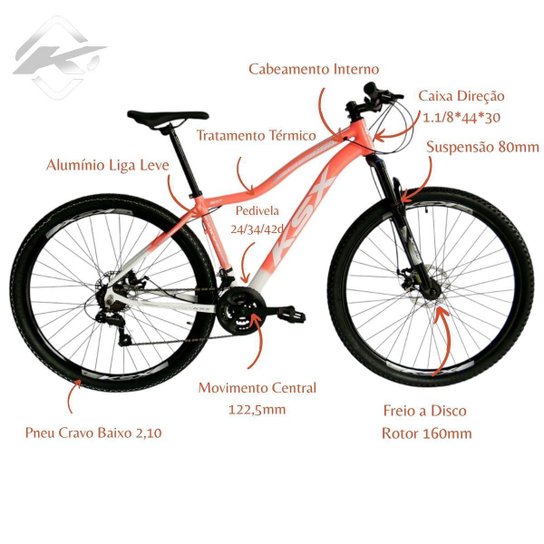 Bicicleta Aro 29 Ksx Feminino Freios Mecanicos 21v