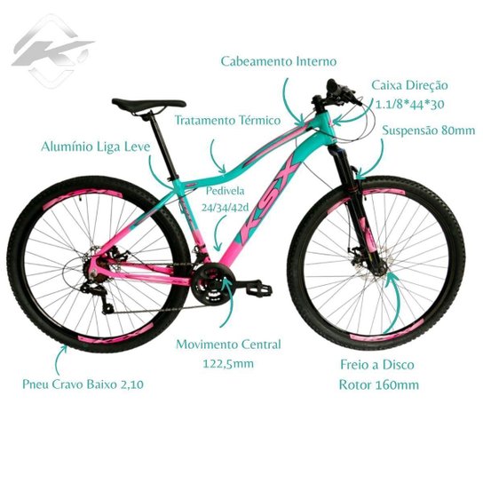 Bicicleta Aro 29 Ksx Feminino Freios Mecanicos 21v