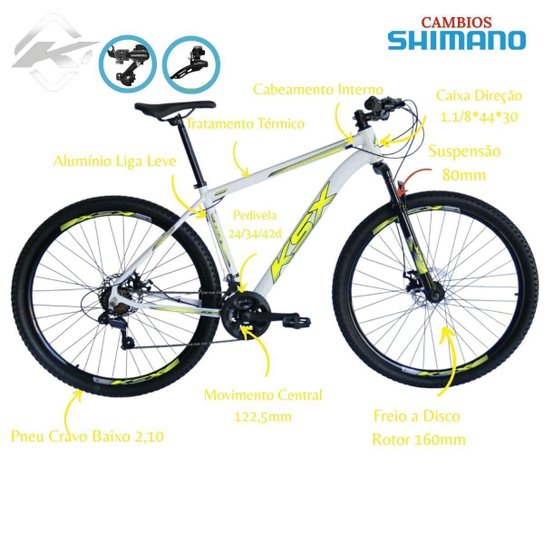 Bicicleta Aro 29 Ksx Freios á Disco Cambio Traseiro e Dianteiro Shimano 24v