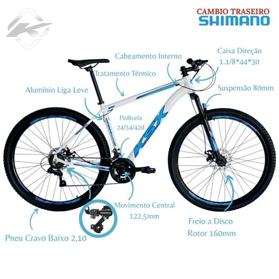 Bicicleta Aro 29 Ksx Freios á Disco Cambio Traseiro Shimano 21v