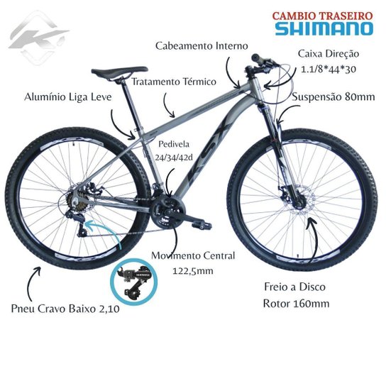 Bicicleta Aro 29 Ksx Freios á Disco Cambio Traseiro Shimano