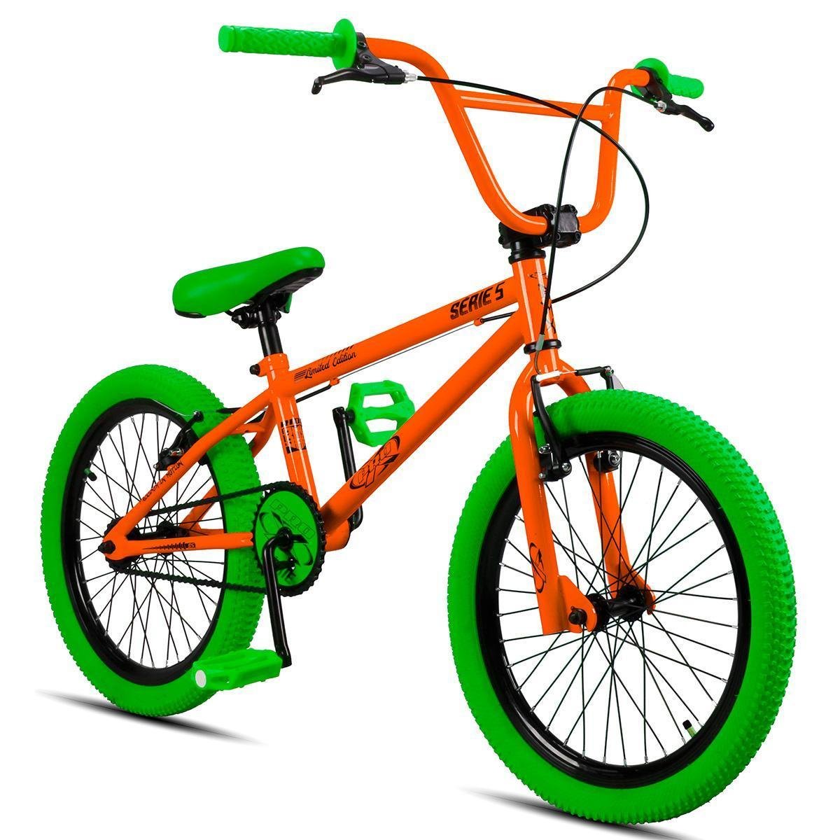 Bicicleta BMX Infantil aro 20 Pro-X Série 5 Laranja Pneu Verde