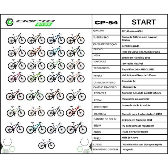 Bicicleta Cripto Bike Aro 29 Cripto 18v Absolute Hidráulica k7 E Trava