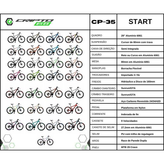 Bicicleta Cripto Bike Aro 29 Cripto 27 Marchas Freio Hidráulico Trava/K7