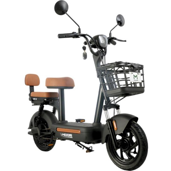 Bicicleta Elétrica com Retrovisor e Alarme 500W 48V MD-10 Preta Midori