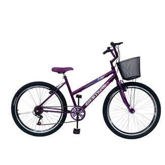 Bicicleta Feminina Aro 26 Equipada Rolamento Marcha Tras Passeio e Lazer Freio V Brake