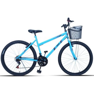 Bicicleta Feminina Aro 26 Passeio 18 Marchas Com Cestinha