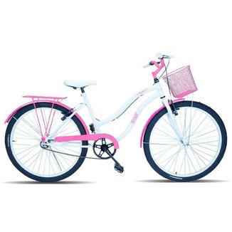 Bicicleta Feminina Aro 26 Passeio Com Cestinha
