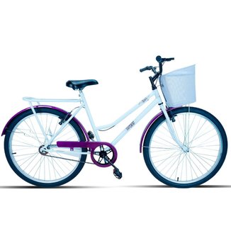 Bicicleta Feminina Aro 26 Retro Com Cestinha