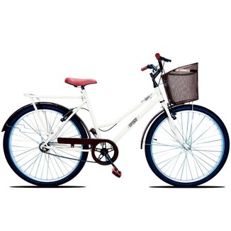 Bicicleta Feminina Forss Rose Retro Aro 26 Com Cesta