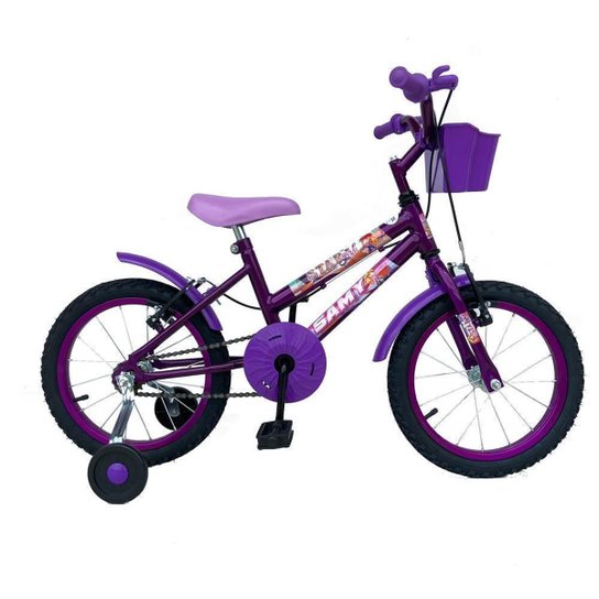 Bicicleta Infantil Aro 16 Feminina Com Rodinhas Cestinha Reforçada