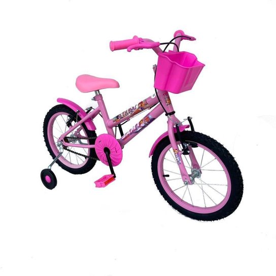 Bicicleta Infantil Aro 16 Feminina Com Rodinhas Cestinha Reforçada