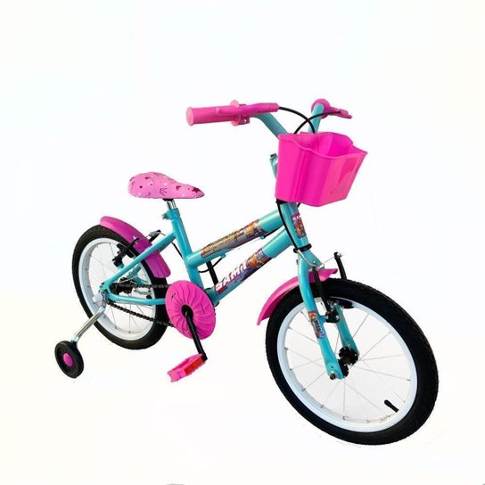 Bicicleta Infantil Aro 16 Feminina Com Rodinhas Cestinha Reforçada