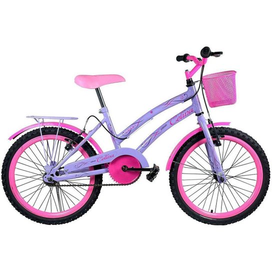 Bicicleta Infantil Aro 20" Colli Celina Azul Celeste com Cestinha Freio V-Brake