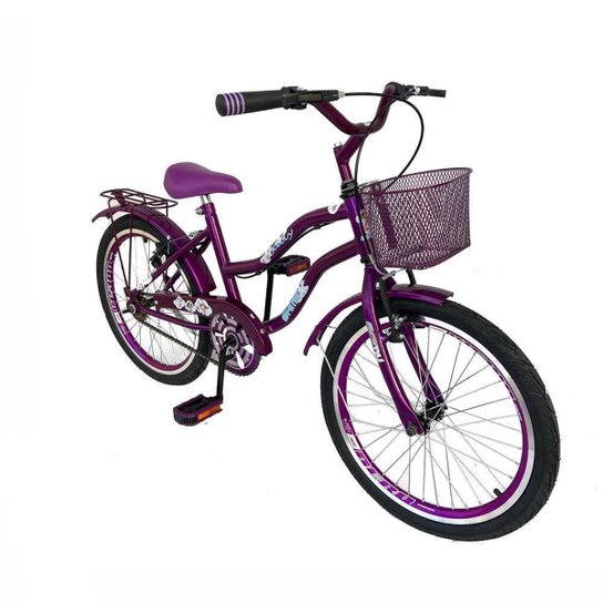 Bicicleta Infantil Aro 20 Menina Freio V Brake Aro Aero Lubrificada E Revisada Com Cestinha