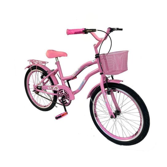 Bicicleta Infantil Aro 20 Menina Freio V Brake Aro Aero Lubrificada E Revisada Com Cestinha
