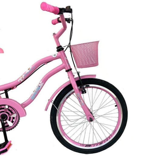 Bicicleta Infantil Aro 20 Menina Freio V Brake Aro Aero Lubrificada E Revisada Com Cestinha