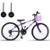 Bicicleta Infantil Aro 24 Com Cestinha e Rodinhas 18 Marcha - Violeta