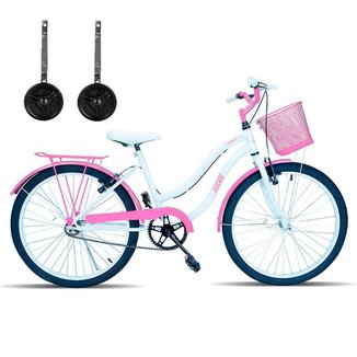 Bicicleta Infantil Aro 24 Com Cestinha e Rodinhas