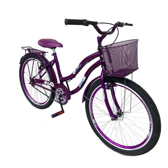 Bicicleta Infantil Aro 24 Menina Com Cestinha Freio V Brake Rodas Alumínio Aero
