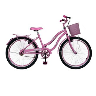Bicicleta Infantil Aro 24 Menina Com Cestinha Freio V Brake Rodas Alumínio Aero