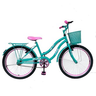 Bicicleta Infantil Aro 24 Menina Com Cestinha Freio V Brake Rodas Alumínio Aero