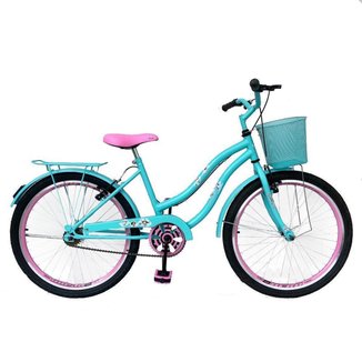 Bicicleta Infantil Aro 24 Menina Com Cestinha Freio V Brake Rodas Alumínio Aero