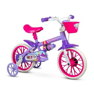 Bicicleta Infantil Feminina Aro 12 Violet Nathor com Rodinhas