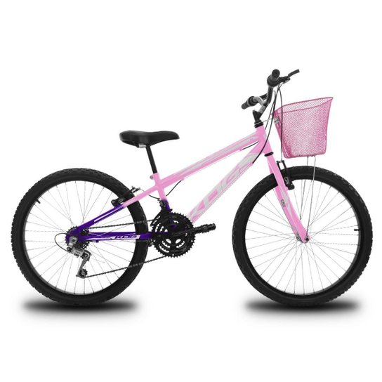 Bicicleta KOG Aro 24 Infantil Feminina 18 Velocidades Shimano com Cestinha