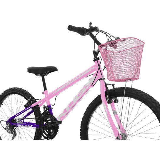 Bicicleta KOG Aro 24 Infantil Feminina 18 Velocidades Shimano com Cestinha