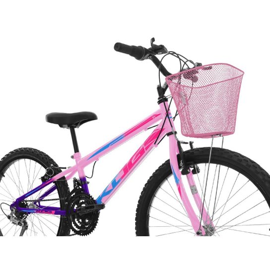 Bicicleta KOG Aro 24 Infantil Feminina 18 Velocidades Shimano com Cestinha
