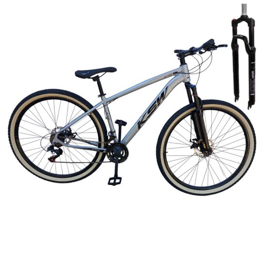 Bicicleta Ksw Aro 29 21v Garfo Trava Ombro Pneus Faixa Amarelo