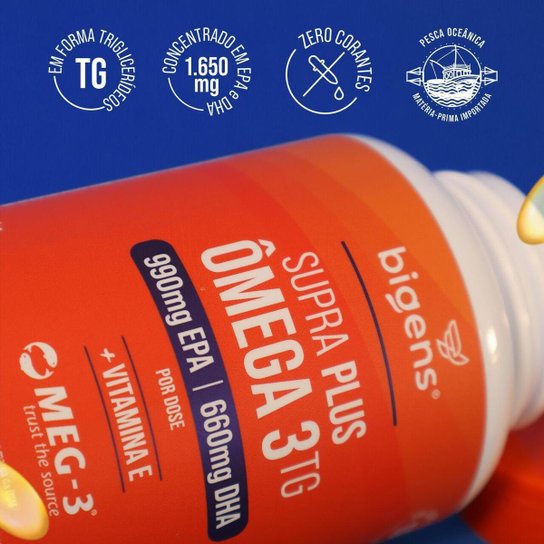 Bigens Supra Plus Ômega 3 Tg Epa 900Mg Dha 660Mg Vit E 90 Caps
