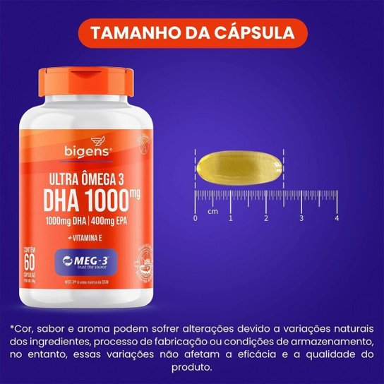 BIGENS ULTRA ÔMEGA 3 DHA 1000 MEG-3 + VITAMINA E 60 CAPS