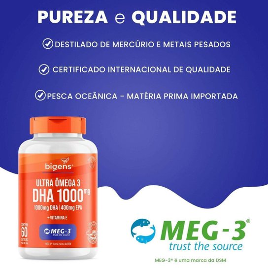 BIGENS ULTRA ÔMEGA 3 DHA 1000 MEG-3 + VITAMINA E 60 CAPS