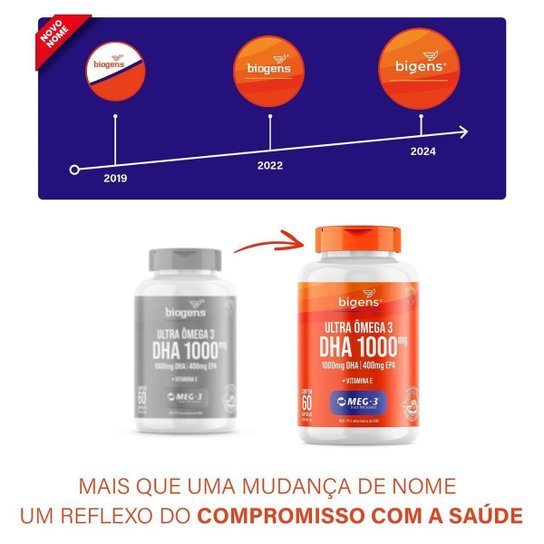 BIGENS ULTRA ÔMEGA 3 DHA 1000 MEG-3 + VITAMINA E 60 CAPS