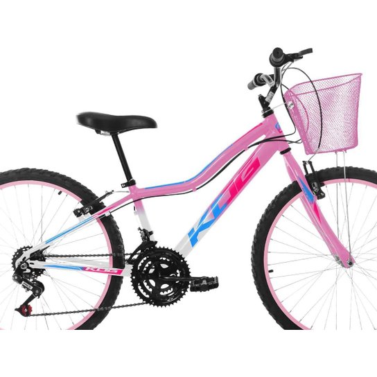 Bike Infantil Feminina Aro 24 KOG Alumínio 18V Cestinha