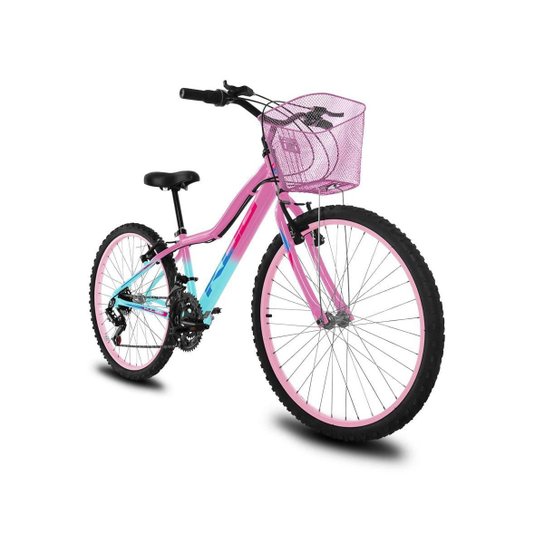 Bike Infantil Feminina Aro 24 KOG Alumínio 18V Cestinha