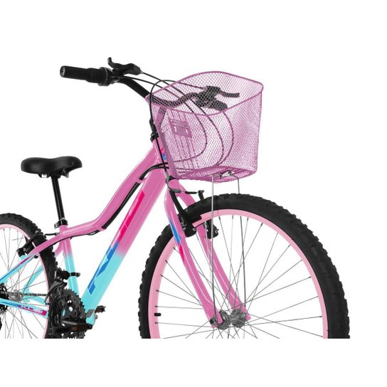 Bike Infantil Feminina Aro 24 KOG Alumínio 18V Cestinha