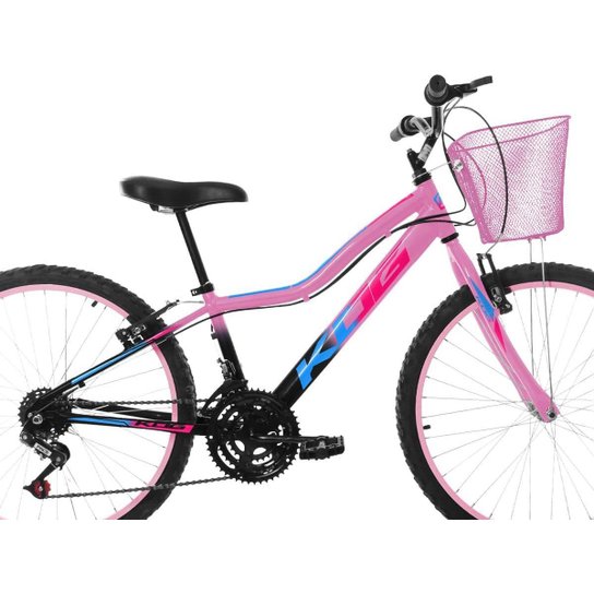 Bike Infantil Feminina Aro 24 KOG Alumínio 18V Cestinha